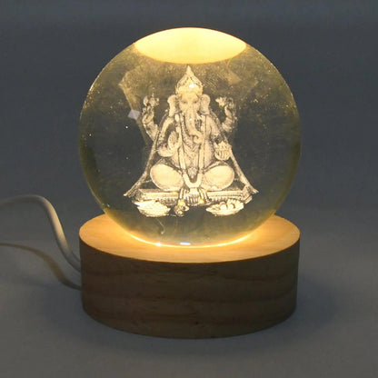 3D Lord Ganesh Crystal Ball Lamp