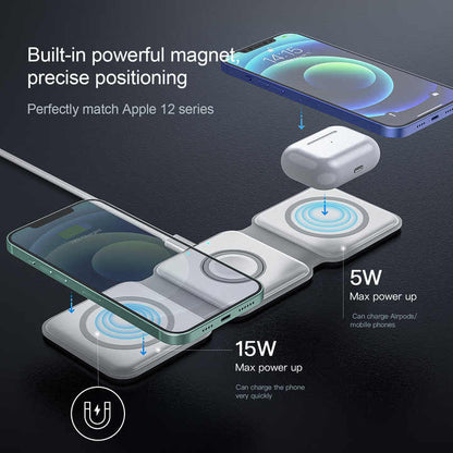 3 in 1 Foldable MagSafe Wireless Charger for iPhones | AirPods | Apple Watches