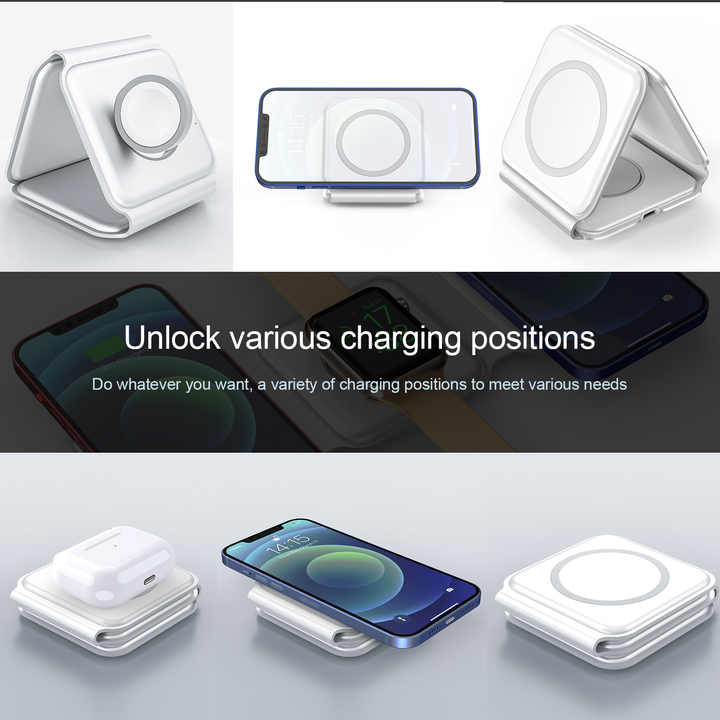 3 in 1 Foldable MagSafe Wireless Charger for iPhones | AirPods | Apple Watches