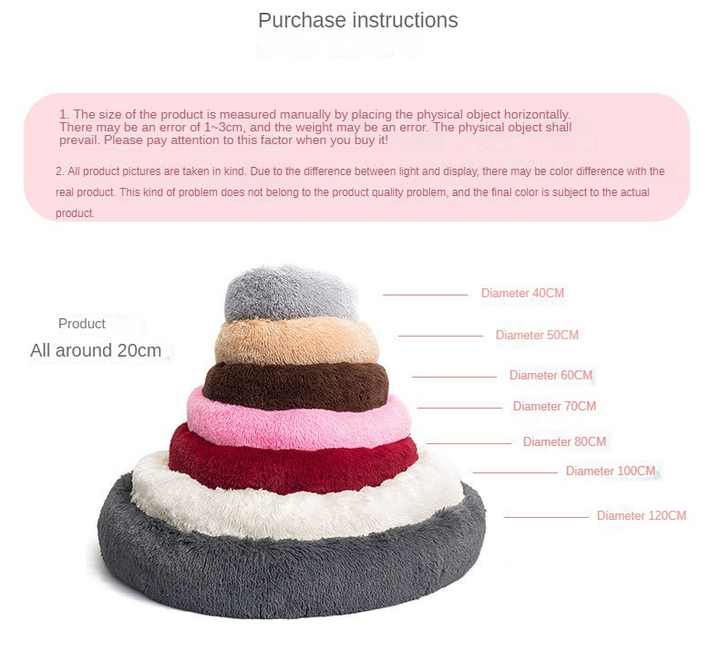 Round Plush Soft Warm Pet Bed