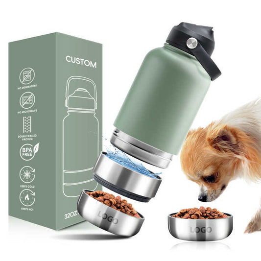 3-In-1 Style 32oz Portable Stainless Steel Pet Feeder