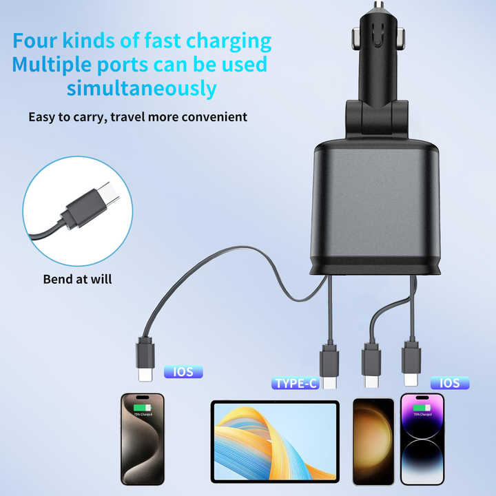 4-in-1 Retractable Car Charger